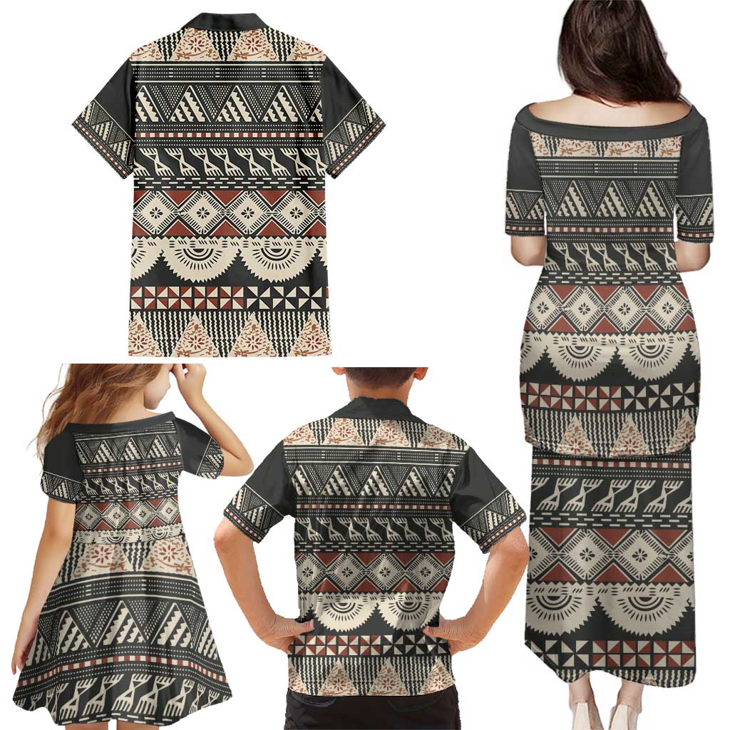 Vintage Bula Fiji Masi Family Matching Puletasi and Hawaiian Shirt Fijian Tapa Cloth LT14 - Polynesian Pride