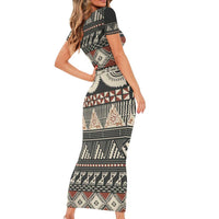 Vintage Bula Fiji Masi Family Matching Short Sleeve Bodycon Dress and Hawaiian Shirt Fijian Tapa Cloth LT14 - Polynesian Pride