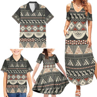 Vintage Bula Fiji Masi Family Matching Summer Maxi Dress and Hawaiian Shirt Fijian Tapa Cloth LT14 - Polynesian Pride