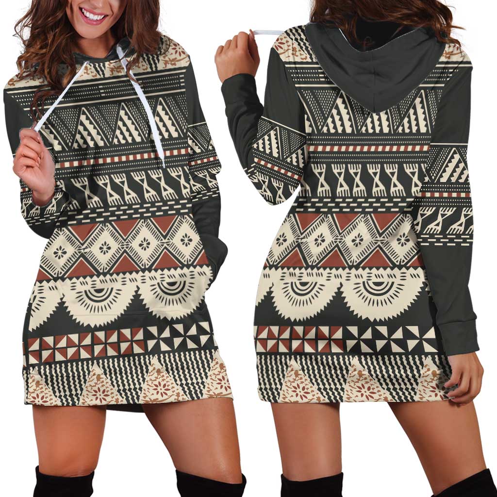 Vintage Bula Fiji Masi Hoodie Dress Fijian Tapa Cloth LT14 - Polynesian Pride