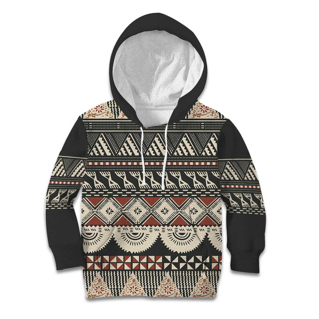Vintage Bula Fiji Masi Kid Hoodie Fijian Tapa Cloth LT14 Hoodie Charcoal - Polynesian Pride