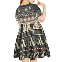 Vintage Bula Fiji Masi Kid Short Sleeve Dress Fijian Tapa Cloth LT14 - Polynesian Pride