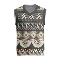 Vintage Bula Fiji Masi Christmas Knitted V-Neck Vest Fijian Tapa Cloth LT14 Charcoal - Polynesian Pride