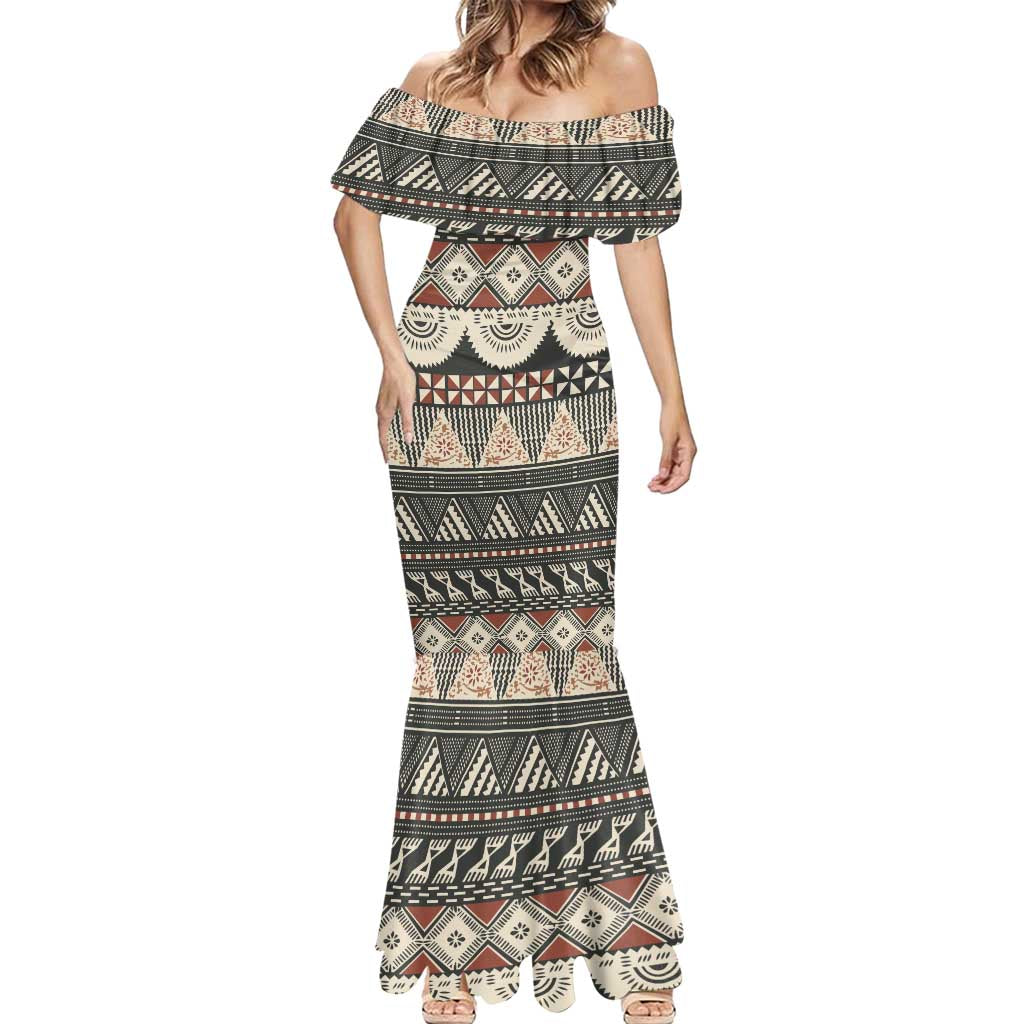 Vintage Bula Fiji Masi Mermaid Dress Fijian Tapa Cloth LT14 - Polynesian Pride