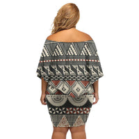 Vintage Bula Fiji Masi Off Shoulder Short Dress Fijian Tapa Cloth LT14 - Polynesian Pride