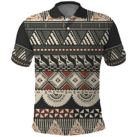 Vintage Bula Fiji Masi Polo Shirt Fijian Tapa Cloth LT14 Charcoal - Polynesian Pride