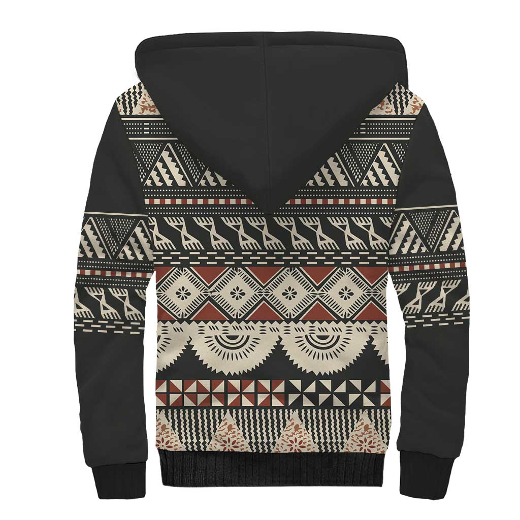 Vintage Bula Fiji Masi Sherpa Hoodie Fijian Tapa Cloth LT14 - Polynesian Pride