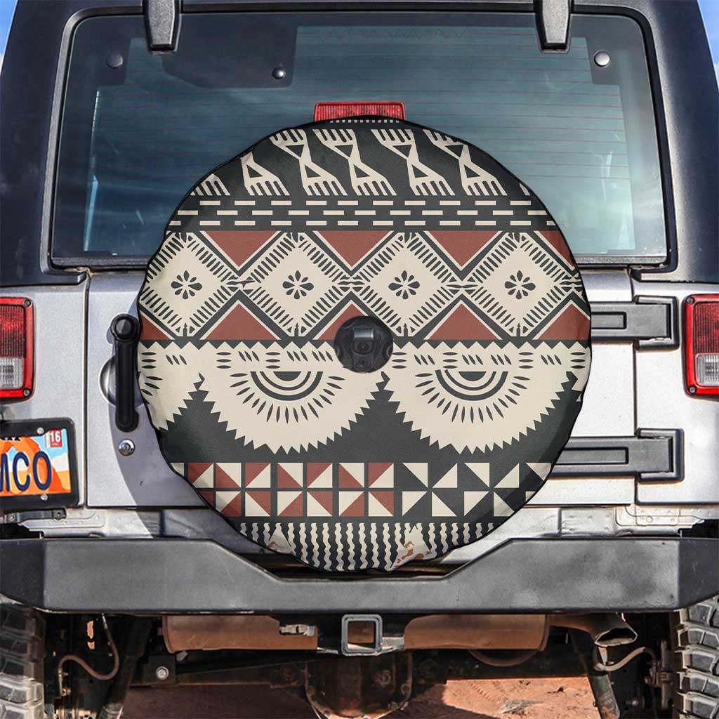 Vintage Bula Fiji Masi Spare Tire Cover Fijian Tapa Cloth LT14 Charcoal - Polynesian Pride