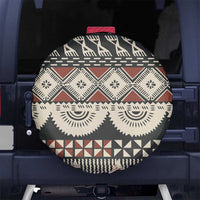 Vintage Bula Fiji Masi Spare Tire Cover Fijian Tapa Cloth LT14 No hole Charcoal - Polynesian Pride