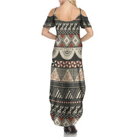 Vintage Bula Fiji Masi Summer Maxi Dress Fijian Tapa Cloth LT14 - Polynesian Pride
