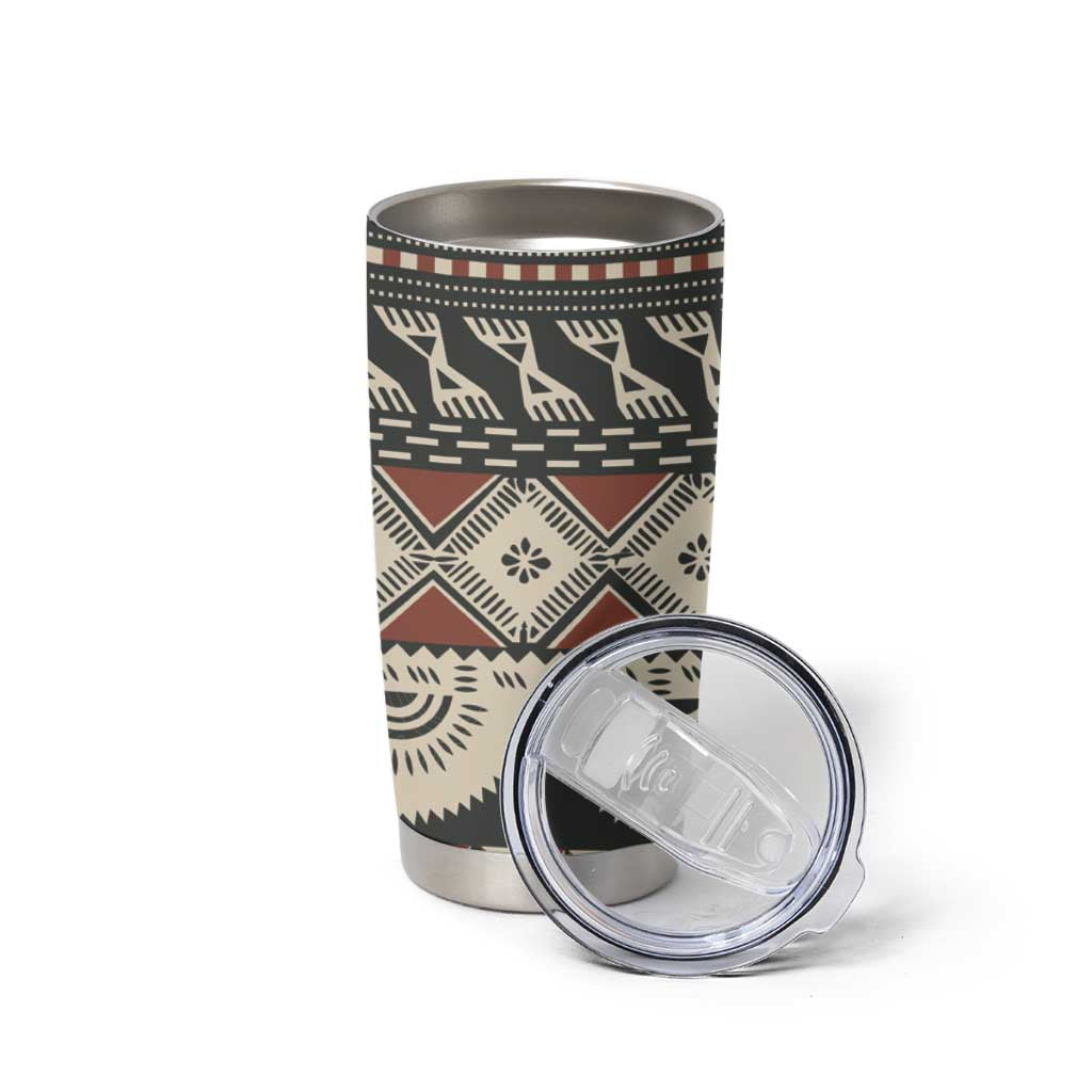 Vintage Bula Fiji Masi Tumbler Cup Fijian Tapa Cloth - Polynesian Pride