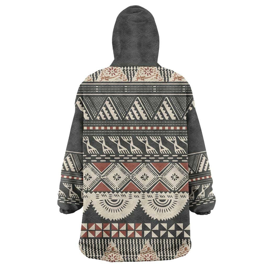 Vintage Bula Fiji Masi Wearable Blanket Hoodie Fijian Tapa Cloth LT14 - Polynesian Pride