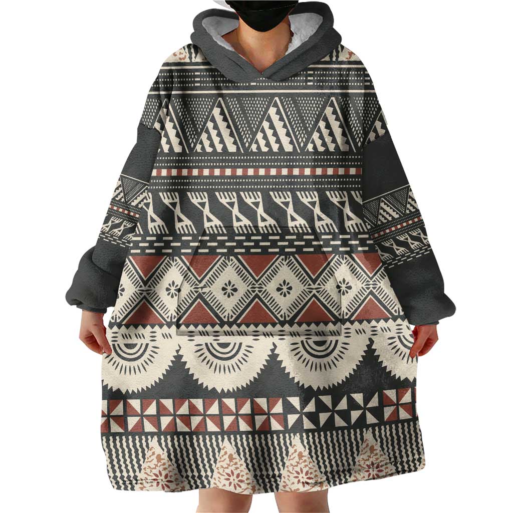 Vintage Bula Fiji Masi Wearable Blanket Hoodie Fijian Tapa Cloth LT14 - Polynesian Pride