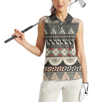 Vintage Bula Fiji Masi Women Sleeveless Polo Shirt Fijian Tapa Cloth LT14 - Polynesian Pride