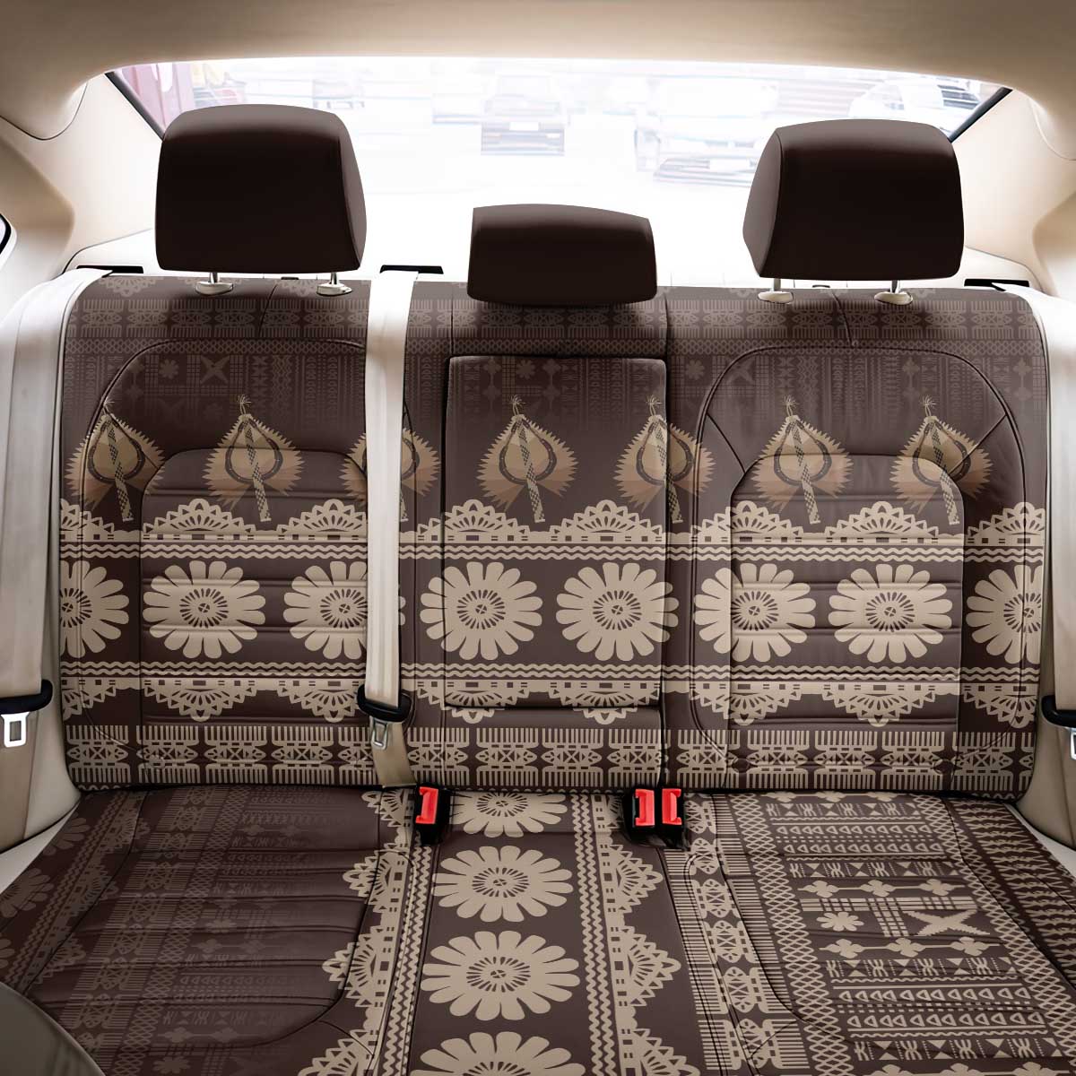 Bula Fiji Iri ni Meke Back Car Seat Cover Kuvui Fijian Masi LT14 - Polynesian Pride