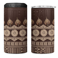 Bula Fiji Iri ni Meke 4 in 1 Can Cooler Tumbler Kuvui Fijian Masi LT14 One Size: 16 oz Brown - Polynesian Pride