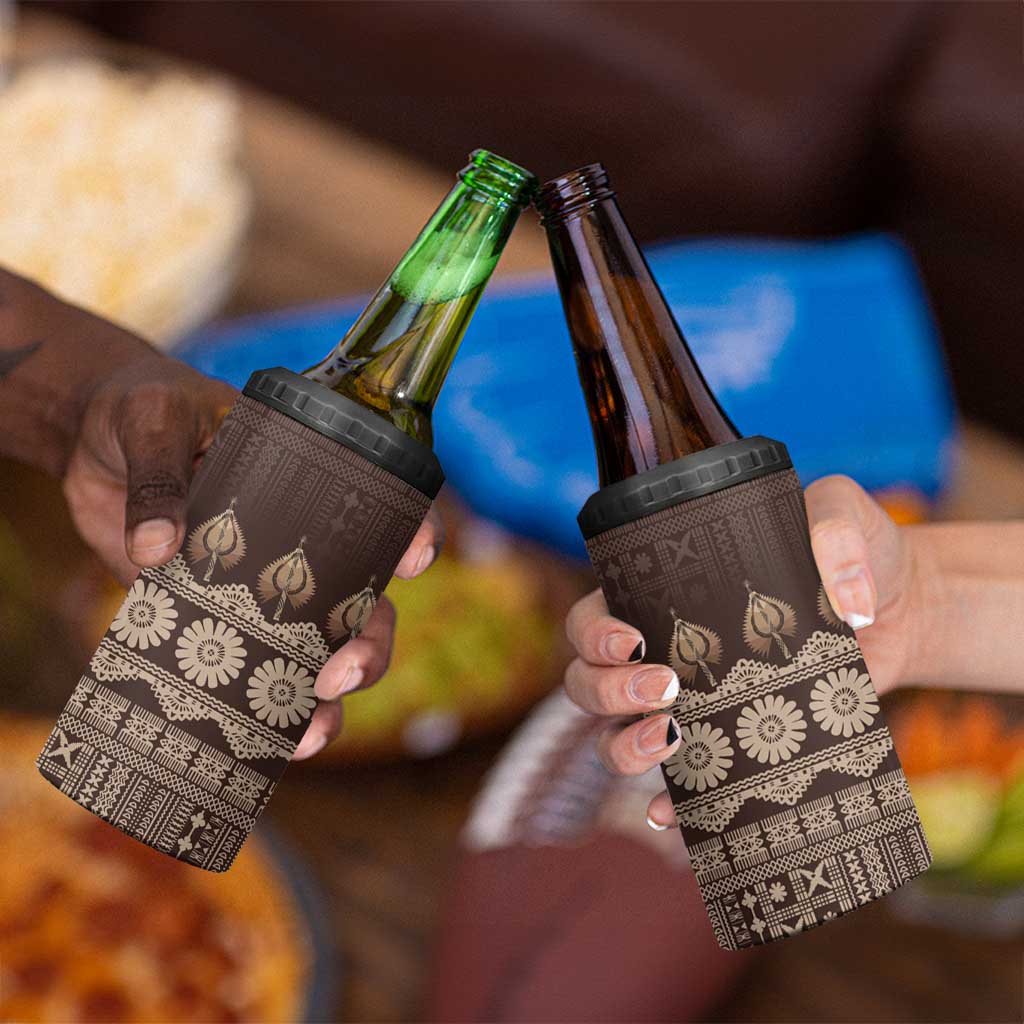 Bula Fiji Iri ni Meke 4 in 1 Can Cooler Tumbler Kuvui Fijian Masi LT14 - Polynesian Pride