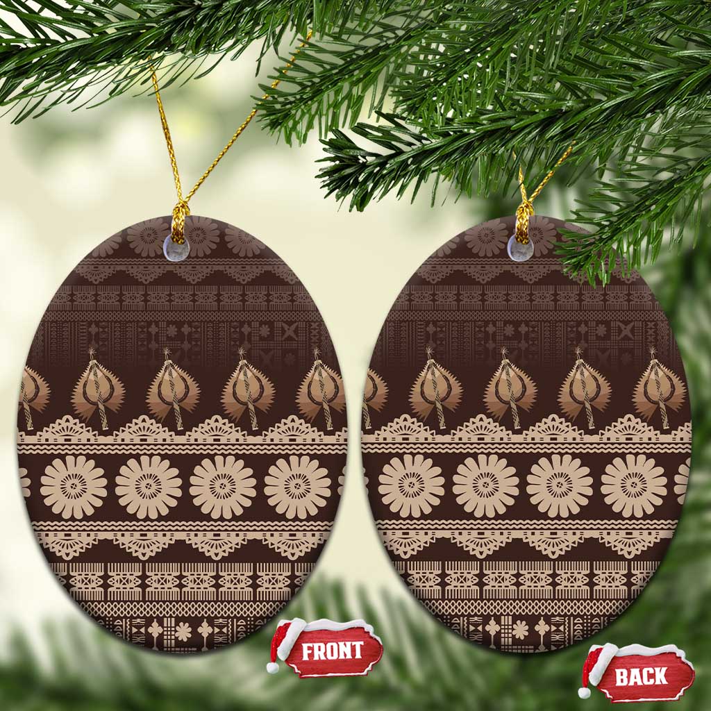 Bula Fiji Iri ni Meke Ceramic Ornament Kuvui Fijian Masi - Polynesian Pride