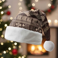 Bula Fiji Iri ni Meke Christmas Santa Hat Kuvui Fijian Masi LT14 Without Fur Brown - Polynesian Pride