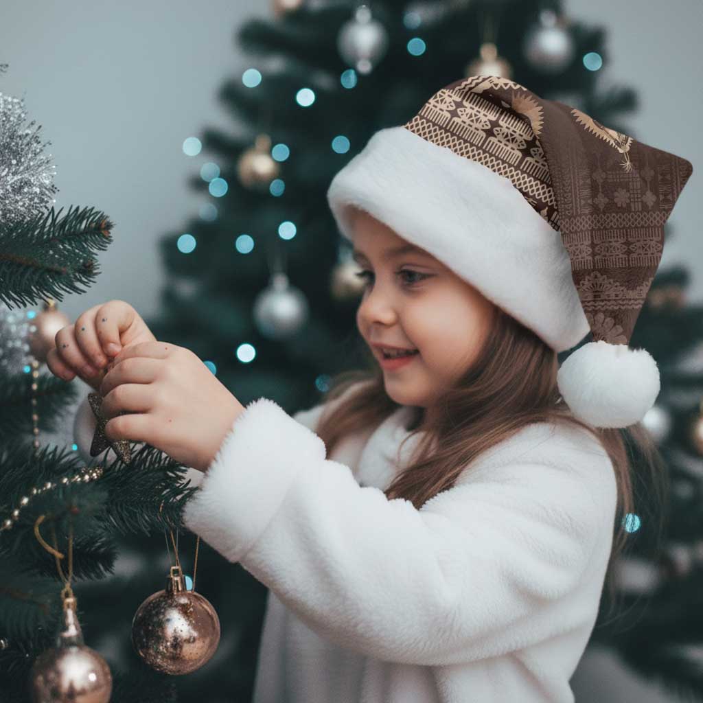 Bula Fiji Iri ni Meke Christmas Santa Hat Kuvui Fijian Masi LT14 - Polynesian Pride