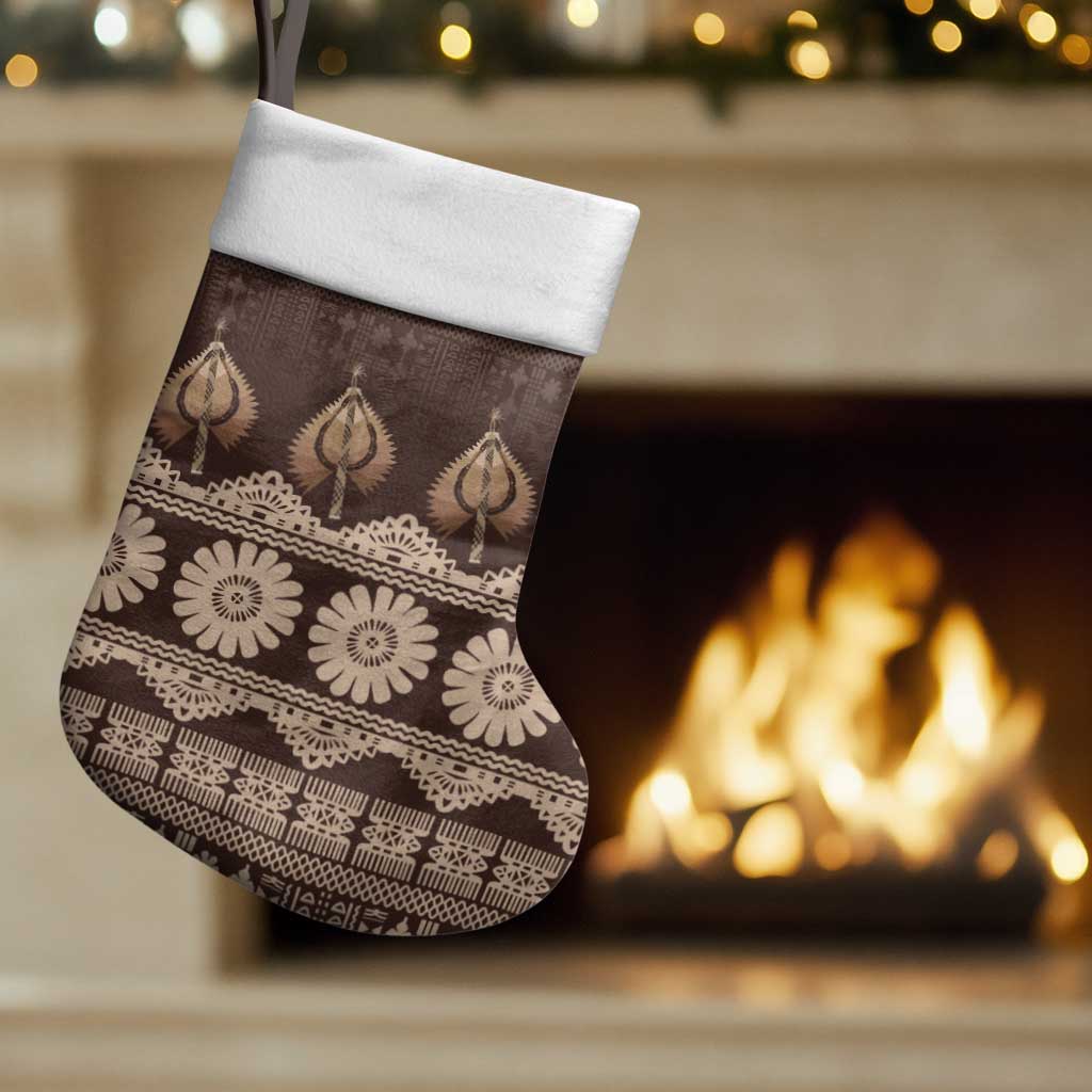 Bula Fiji Iri ni Meke Christmas Stocking Kuvui Fijian Masi - Polynesian Pride
