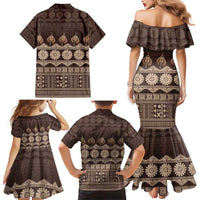 Bula Fiji Iri ni Meke Family Matching Mermaid Dress and Hawaiian Shirt Kuvui Fijian Masi LT14 - Polynesian Pride