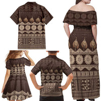 Bula Fiji Iri ni Meke Family Matching Off Shoulder Maxi Dress and Hawaiian Shirt Kuvui Fijian Masi LT14 - Polynesian Pride