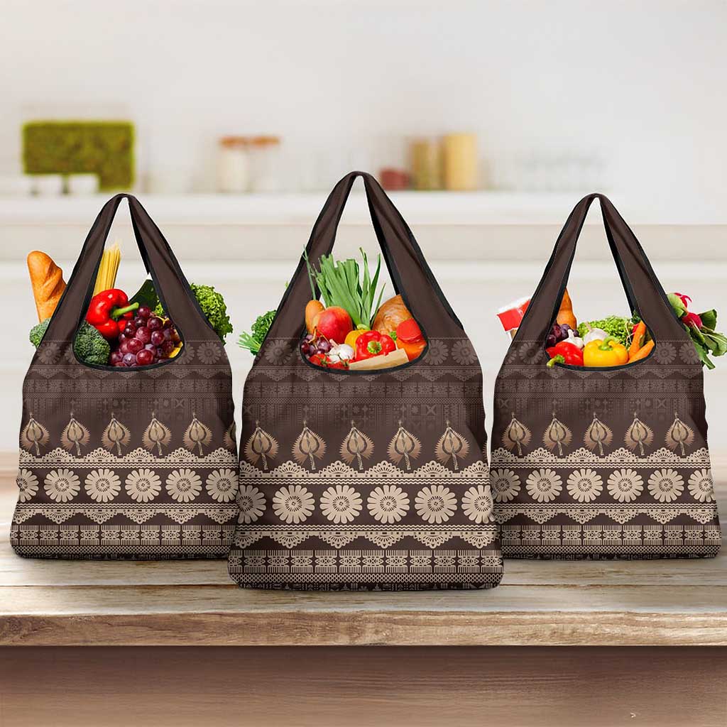 Bula Fiji Iri ni Meke Grocery Bag Kuvui Fijian Masi - Polynesian Pride