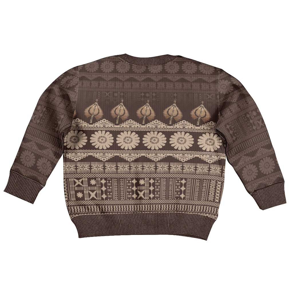 Bula Fiji Iri ni Meke Kid Ugly Christmas Sweater Kuvui Fijian Masi LT14 - Polynesian Pride