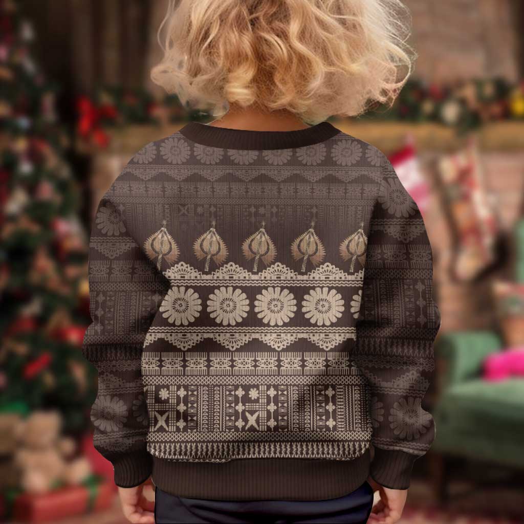 Bula Fiji Iri ni Meke Kid Ugly Christmas Sweater Kuvui Fijian Masi LT14 - Polynesian Pride