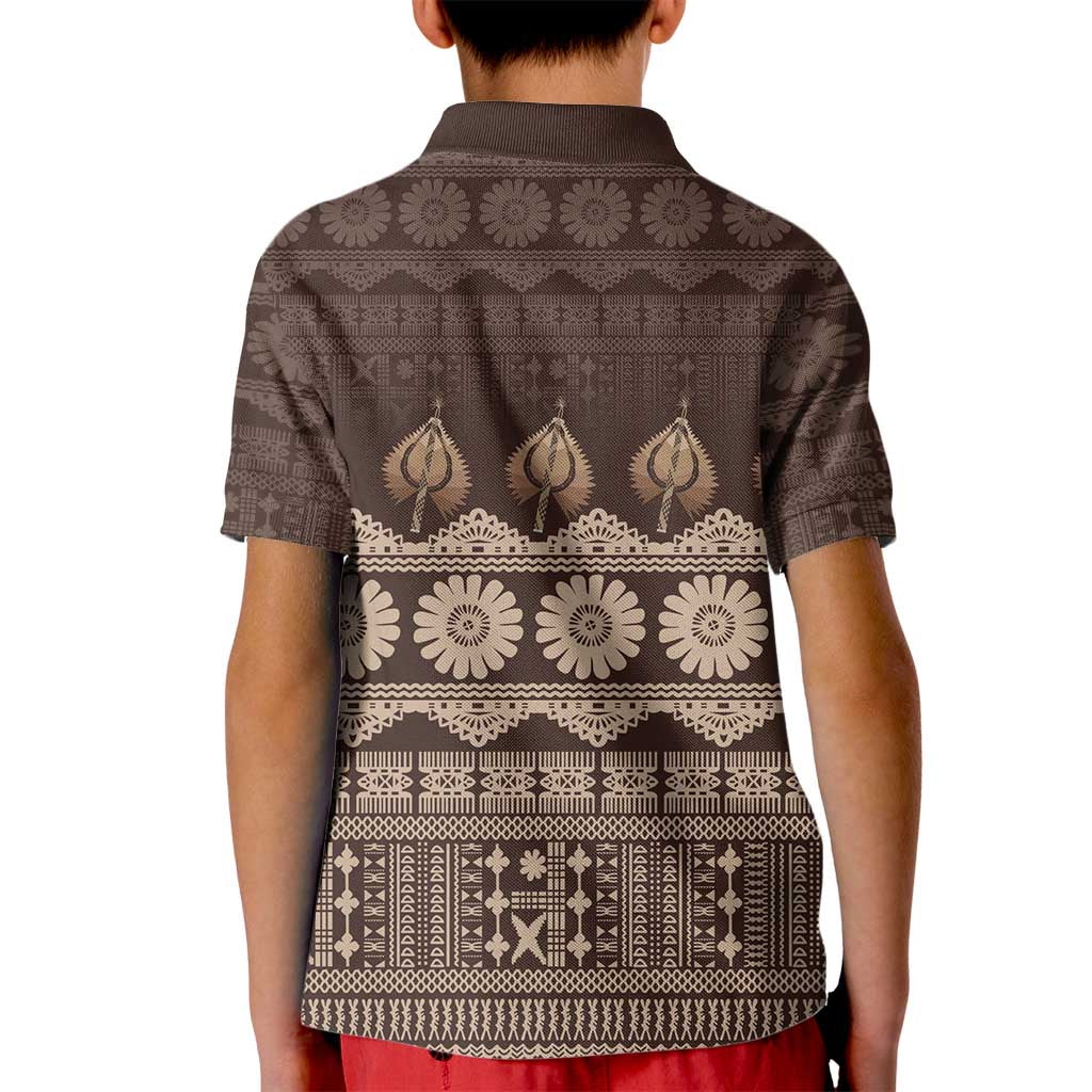 Bula Fiji Iri ni Meke Kid Polo Shirt Kuvui Fijian Masi LT14 - Polynesian Pride