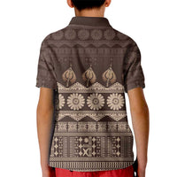 Bula Fiji Iri ni Meke Kid Polo Shirt Kuvui Fijian Masi LT14 - Polynesian Pride