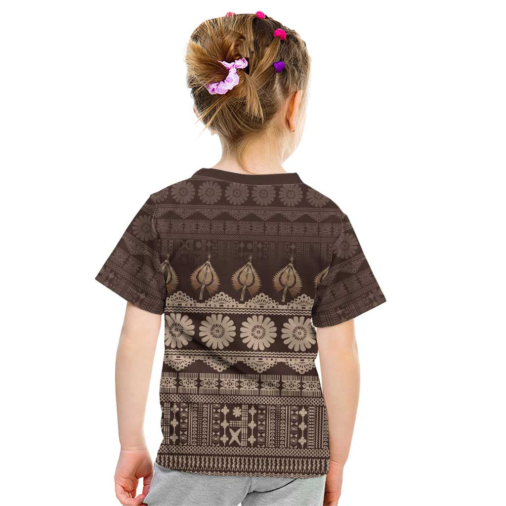 Bula Fiji Iri ni Meke Kid T Shirt Kuvui Fijian Masi LT14 - Polynesian Pride