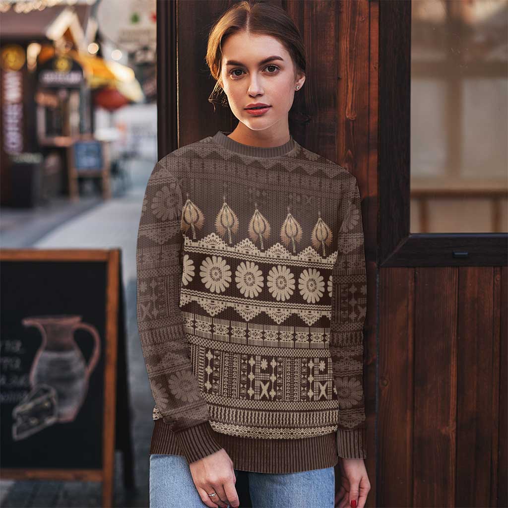 Bula Fiji Iri ni Meke Ugly Christmas Sweater Kuvui Fijian Masi LT14 - Polynesian Pride