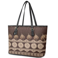 Bula Fiji Iri ni Meke Leather Tote Bag Kuvui Fijian Masi LT14 - Polynesian Pride