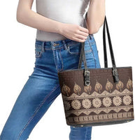Bula Fiji Iri ni Meke Leather Tote Bag Kuvui Fijian Masi LT14 - Polynesian Pride
