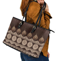 Bula Fiji Iri ni Meke Leather Tote Bag Kuvui Fijian Masi LT14 - Polynesian Pride
