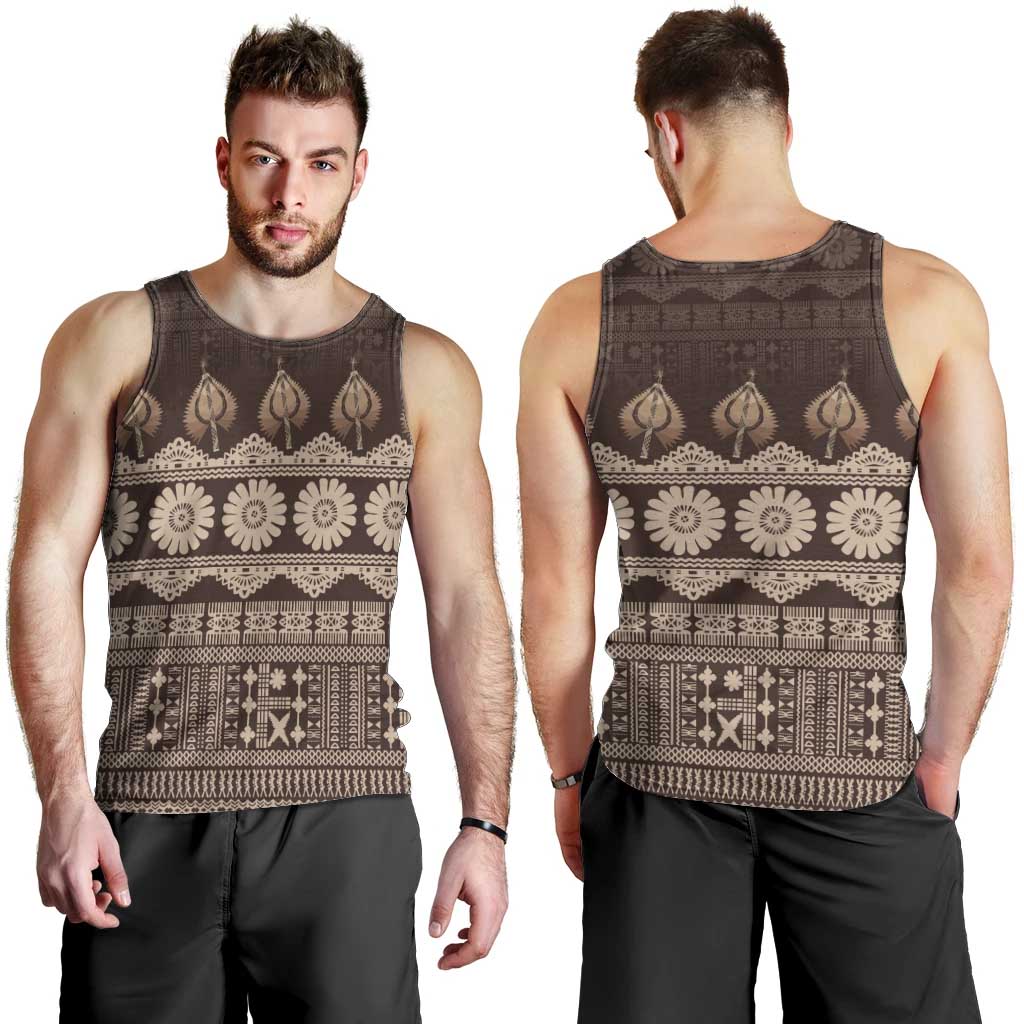 Bula Fiji Iri ni Meke Men Tank Top Kuvui Fijian Masi - Polynesian Pride