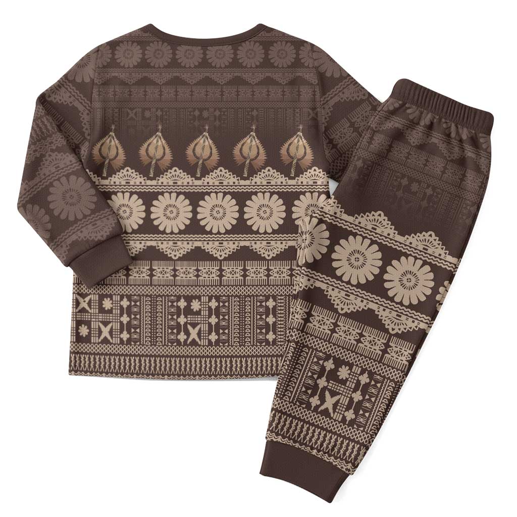 Bula Fiji Iri ni Meke Christmas Pajama Set Kuvui Fijian Masi LT14 - Polynesian Pride
