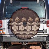 Bula Fiji Iri ni Meke Spare Tire Cover Kuvui Fijian Masi LT14 Brown - Polynesian Pride