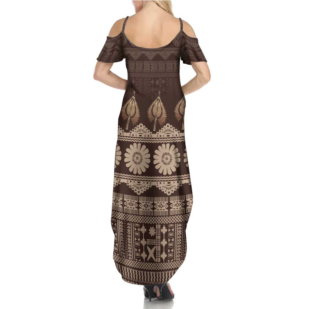 Bula Fiji Iri ni Meke Summer Maxi Dress Kuvui Fijian Masi LT14 - Polynesian Pride