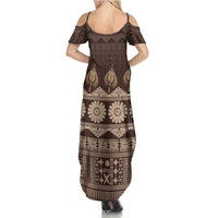 Bula Fiji Iri ni Meke Summer Maxi Dress Kuvui Fijian Masi LT14 - Polynesian Pride