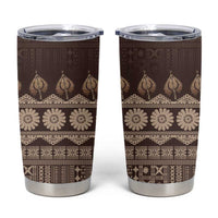 Bula Fiji Iri ni Meke Tumbler Cup Kuvui Fijian Masi LT14 Brown - Polynesian Pride