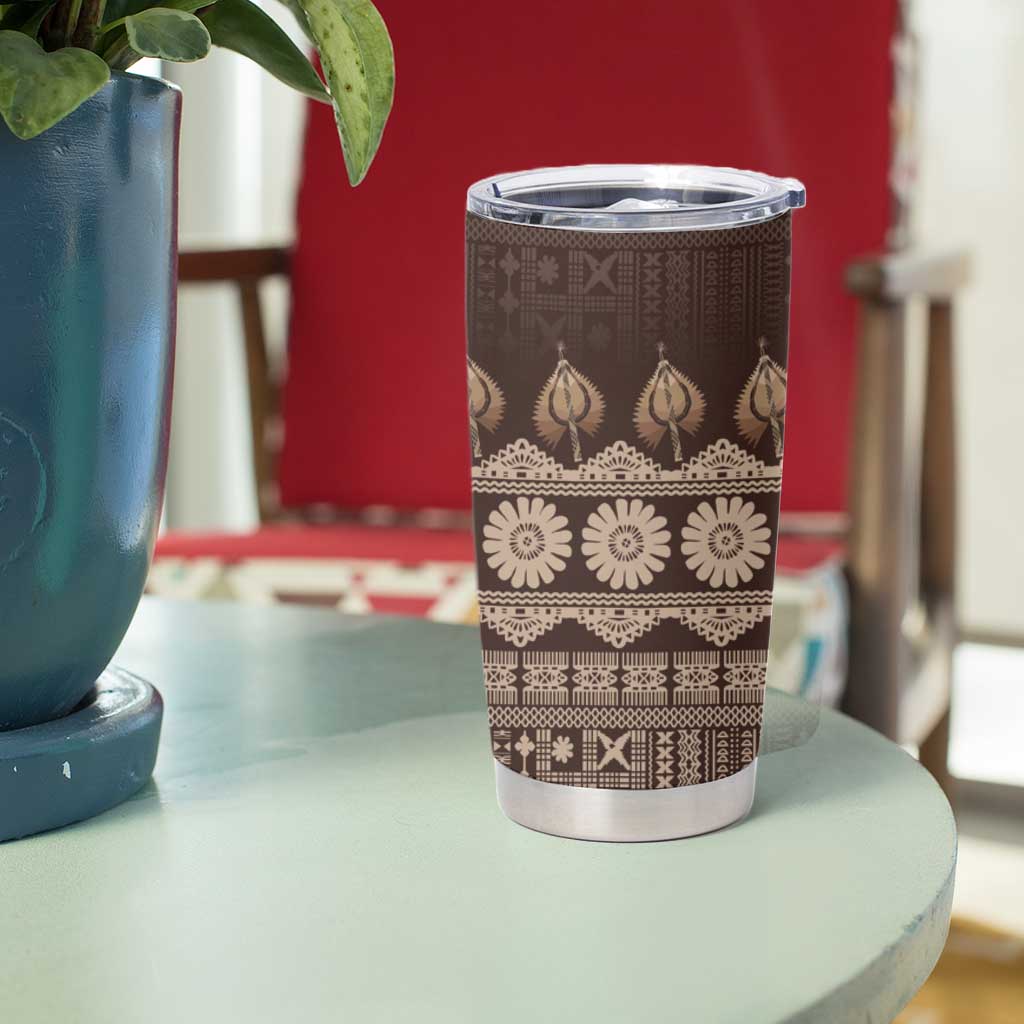 Bula Fiji Iri ni Meke Tumbler Cup Kuvui Fijian Masi LT14 - Polynesian Pride