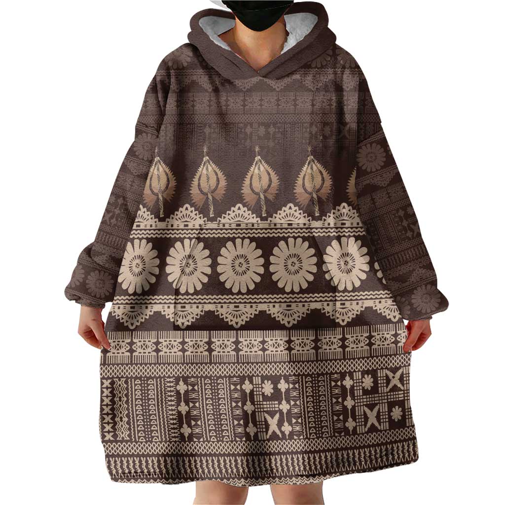 Bula Fiji Iri ni Meke Wearable Blanket Hoodie Kuvui Fijian Masi LT14 - Polynesian Pride