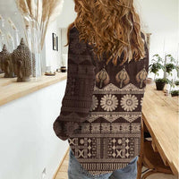 Bula Fiji Iri ni Meke Women Casual Shirt Kuvui Fijian Masi LT14 - Polynesian Pride