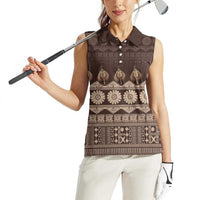 Bula Fiji Iri ni Meke Women Sleeveless Polo Shirt Kuvui Fijian Masi LT14 - Polynesian Pride