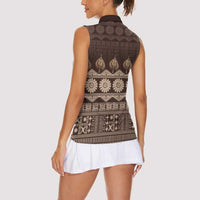 Bula Fiji Iri ni Meke Women Sleeveless Polo Shirt Kuvui Fijian Masi LT14 - Polynesian Pride