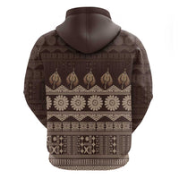 Bula Fiji Iri ni Meke Zip Hoodie Kuvui Fijian Masi LT14 - Polynesian Pride