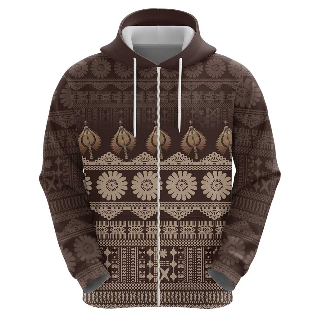 Bula Fiji Iri ni Meke Zip Hoodie Kuvui Fijian Masi LT14 - Polynesian Pride